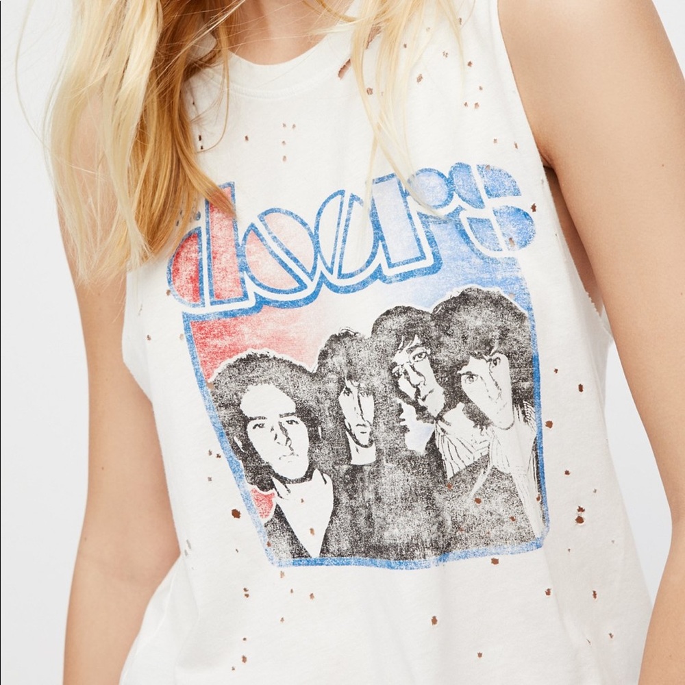 Free People Distressed The Doors Sleeveless Tee